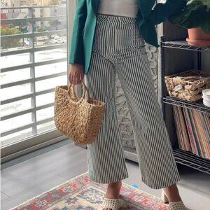 Gently Worn Rolla's Old Mate Navy Blue Striped Wide-Leg Pants
